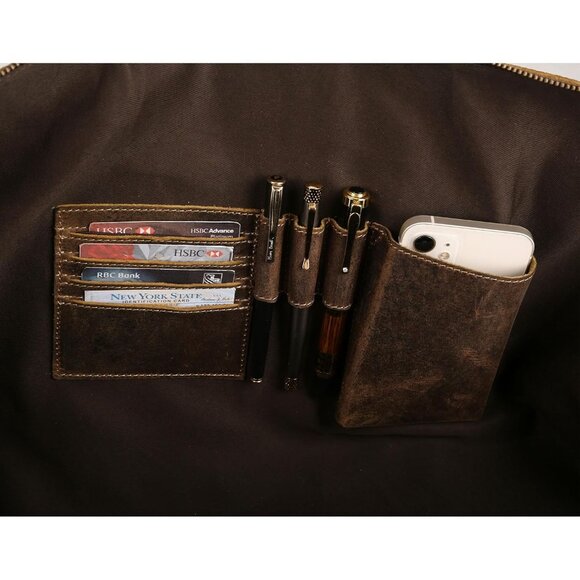 🆕Men Brown Genuine Leather Duffel Travel Overnight Leather Bag Sports Gym Bag - Picture 3 of 9